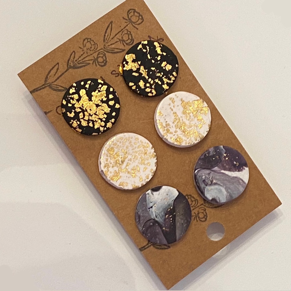 Clay Sparkle Marbled Earrings Handmade New